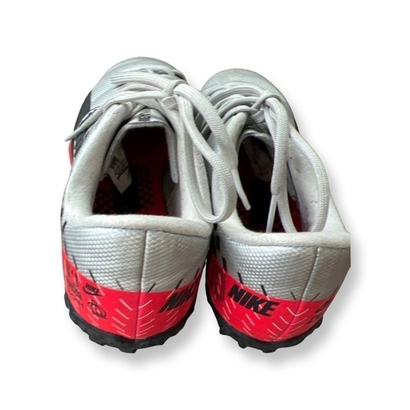 NIKE indoor cleats grey gray silver red and black girls US size 1 - Picture 6 of 10